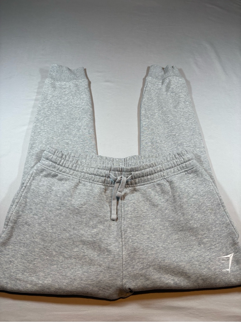 Gymshark Crest Tapered Joggers Light Grey Marl Size Medium